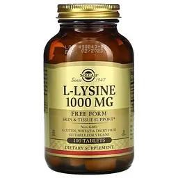 Лізин L-Lysine 1000 mg 100 таблеток Solgar vit0005538