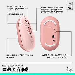 Комплект клавіатура та миша Logitech POP Icon Combo Bluetooth UA Rose [920-013142] [121100] - мініатюра 8