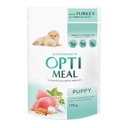 Влажный корм для щенков OptiMeal Puppy с индейкой и морковью в соусе 100 г B2910802
