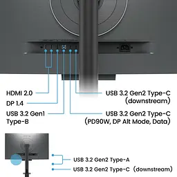 TFT 31.5" BenQ RD320UA, 4K, IPS, 2xHDMI, DP, USB-C, Pivot, колонки, сірий - мініатюра 11