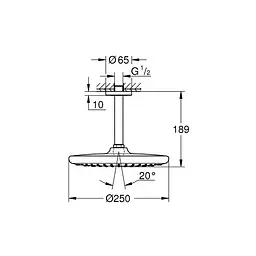 Лійка для верхнього душу з тримачем Grohe Tempesta 250 26669000, Хром - мініатюра 2