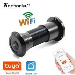 WiFi відеовічко c датчиком руху, підсвіткою і записом Nectronix DW-305W, чорний, Tuya Smart App (100780) - мініатюра 2