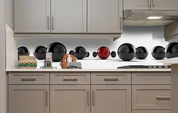 Вініловий кухонний фартух Глянцеві кулі чорні 3Д наклейка для кухні Абстракція Білий Happy Pocket Z181827 - мініатюра 5