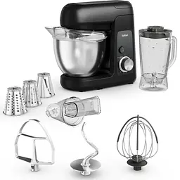 Кухонна машина Bake Partner 1100Вт, чаша-метал, корпус-пластик, насадок-6, чорний Tefal kuh0015189
