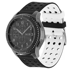 Подвійний ремінець Primo з перфорацією для годинника Huawei Watch GT 2/GT Active 46 мм Black White - мініатюра 2