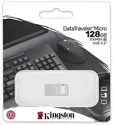 USB Flash Kingston USB 3.2 DT Micro Metal 200Mb/s 128GB Silver - мініатюра 4
