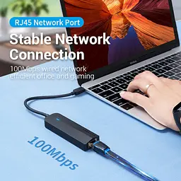 USB-хаб Vention USB-C to USB 3.0*3/RJ45/Micro-B HUB 0.15M Black ABS Type (TGPBB) - мініатюра 7