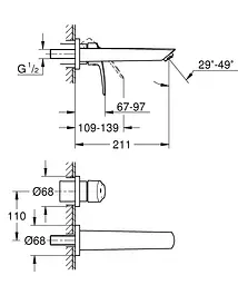 Змішувач для умивальника на два отвори M-Size Grohe Eurosmart New 29338003 Хром - мініатюра 4