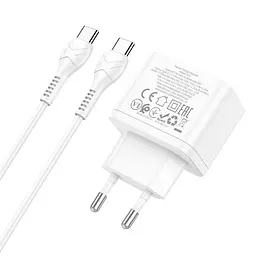 Комплект блок і кабель зарядні Hoco N29 Triumph Type-C to Type-C charger set білий - мініатюра 4