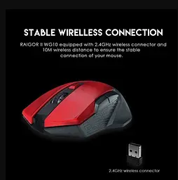 Игровая беспроводная мышь Fantech WG-10 RAIGORII PixArt 10G Black-Red - мініатюра 2