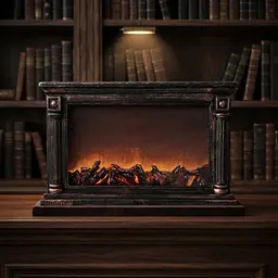 Камін декоративний з LED-підсвіткою імітацією тліючого вугілля 64 см нічник світильник камін-імітація вогню ЛЕД-підсвітка світлодіодний в стилі ретро 64×13×37 см Бронзовий