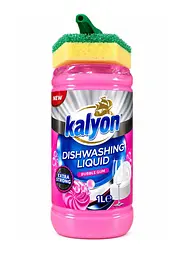 Засіб для миття посуду Kalyon Bubble Gum з губкою, Extra Strong, 1 л