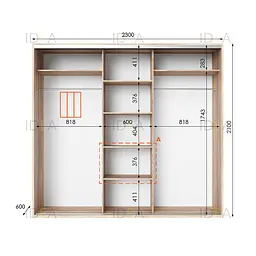 Шафа-купе Idea серія 6 230 x 60 x 210 см Дуб сонома Дзеркало - мініатюра 2