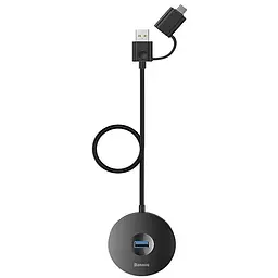Мультипортовий адаптер USB Хаб Baseus Round Box Type-C + USB to 1 USB3.0 + 3 USB2.0 CAHUB-GA01 Black - мініатюра 5