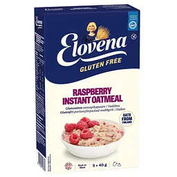 Каша вівсяна Elovena Gluten Free Raspberry instant oatmeal з малиною без глютену 200 г