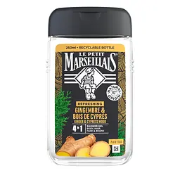 Гель для душу Le Petit Marseillais 4 в 1 Імбир і кипарисове дерево 250 мл (3574661633725/3574661714523) - мініатюра 1