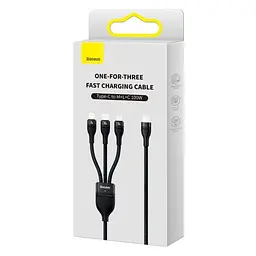 Кабель Baseus Flash Series Ⅱ One-for-three Fast Charging Cable Type-C to Lightning+Type-C+MicroUSB 100W 1.5m CASS030201 Black - мініатюра 3