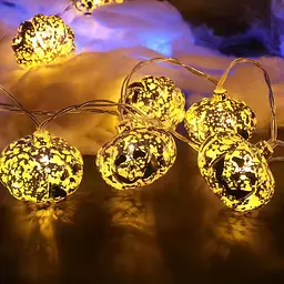 Гирлянда на Хэллоуин Тыквы 10 led 150 см 55 мм золотистая - миниатюра 2