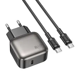 МЗП Borofone BAS53A Absolute PD20W (1USB-C) + кабель Type-C to Type-C Black