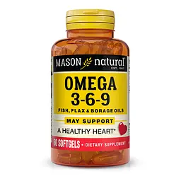 Жирні кислоти Omega 3-6-9 1200 мг Fish, Flax & Borage Oils, 60 капсул Mason Natural fit0012992
