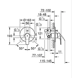 Прихована душова система Grohe Eurosmart New Tempesta 200 UA25183003, Хром - мініатюра 6