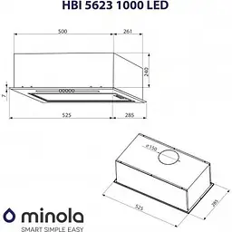 Витяжка вбудована Minola HBI 5623 I 1000 LED - мініатюра 2