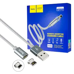 Кабель HOCO U40A для Lightning, сірий, 1м (магнітний)