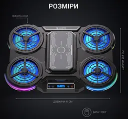 Охолоджувальна підставка для ноутбука до 18 дюймів GamePro GPCP-1450 5xfans - мініатюра 6