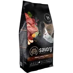 Сухий корм Savory для котів з чутливим травленням зі свіжим ягням та індичкою 2 кг