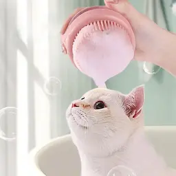 Щітка для миття тварин з дозатором Semi Cleaning Device Pink силіконова масажна - мініатюра 8