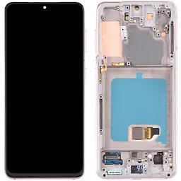 Дисплей Samsung G991 Galaxy S21 5G чорний, OLED, з рамкою розового кольору, Phantom Pink / Violet