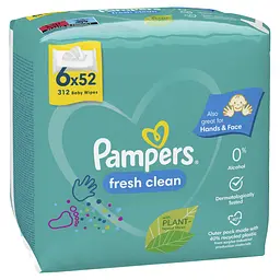 Набір дитячі вологі серветки Pampers Fresh Clean 312 шт. (6 уп. по 52 шт.) - мініатюра 3