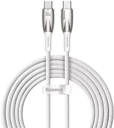 Кабель Baseus Glimmer Series Fast Charging Cable Type-C to Type-C 100W 1m CADH000702 White