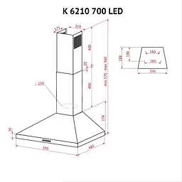 Витяжка купольна PERFELLI K 6210 WH 700 LED - мініатюра 11