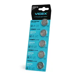 Батарейка CR2016, літієва, Videx, 5 шт, 3V, Blister