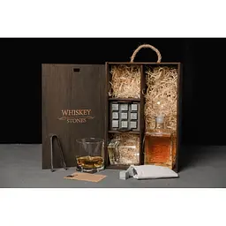 Подарунковий набір Whiskey Stones камені для віскі у дерев'яному пеналі №7 + декантер і 2 склянки Pasabahce + щипці + мішечок - мініатюра 3