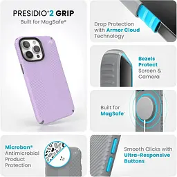 Оригінальний протиударний чохол Speck Presidio2 Grip MagSafe для iPhone 15 Pro (6.1") Soft Lilac 150563-3207 - мініатюра 5