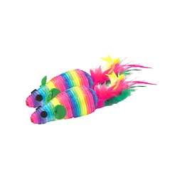 Happet Іграшка для котів різнокольорові мишки з пером, 2 шт. 5 см (K038)