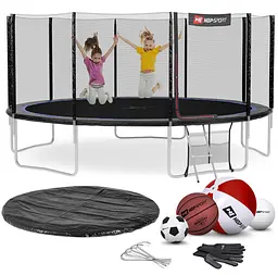 Батут Hop-Sport 16ft (488см) чорно-синій з зовнішньою сіткою - мініатюра 14
