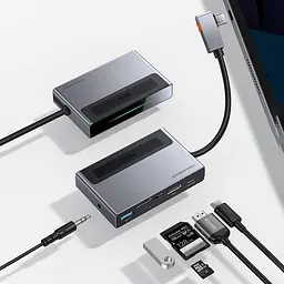 Адаптер USB Хаб Baseus Magic Multifunctional Type-C HUB with Retractable Clip Standard Edition CAHUB-DA0G - мініатюра 3