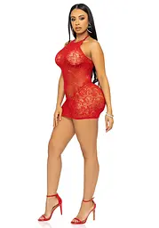 Сукня-сітка зі стразами Leg Avenue Rhinestone halter mini dress Red, відкрита спина, one size - мініатюра 9
