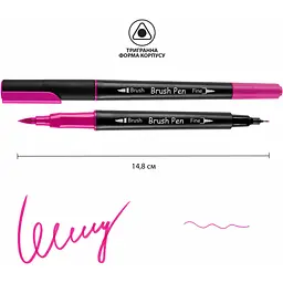 Маркер акварельний Santi Brush Pen SW-12 яскраво-рожевий двосторонній 6 шт. (391012) - мініатюра 2