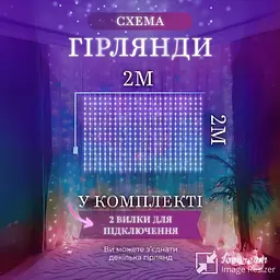 Гірлянда-штора світлодіодна 240 LED розмір 2*2 м, мультиколор - мініатюра 4