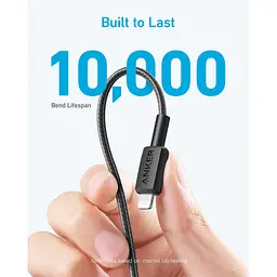 Дата кабель USB-C to Lightning 1.8m nylon 322 black Anker (A81B6G11) - мініатюра 4