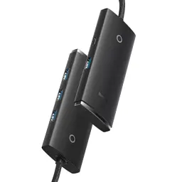 Хаб USB Baseus Lite "4-in-1", Black, Type-C 3.0 - 4xUSB 3.0, кабель 1 м, додаткове живлення через Type-C порт (WKQX030401) - мініатюра 2