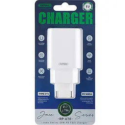 Швидка зарядка 20W Remax RP-U70 1xType-C PD+QC EU Білий для Iphone та Android - мініатюра 2