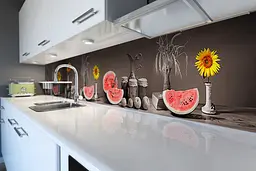 Вініловий кухонний фартух Яскраві Кавуни наклейка ПВХ соняшник натюрморт Анотація Сірий Happy Pocket Z180411 - мініатюра 6