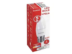Лампа світлодіодна VARGO 5W E27 C37 4000K 220V (V-110521) - мініатюра 2