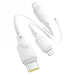 Кабель Baseus Silky One-for-Three Fast Charging USB to Micro USB+Lightning+Type-C 100W 1.5m white (P10377705213-00) - мініатюра 2