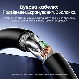 Патч-корд Ethernet Vention 10 м мережевий кабель Cat8 RJ45 штекер на RJ45 штекер до 40 Гбіт/с смуга пропускання 2000 МГц подвійне екранування S/FTP гнучка оболонка чорний (IKRBL) - мініатюра 10